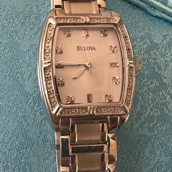 Stainless Steel Bulova Watch with Diamond Accents - Picture 1 of 3